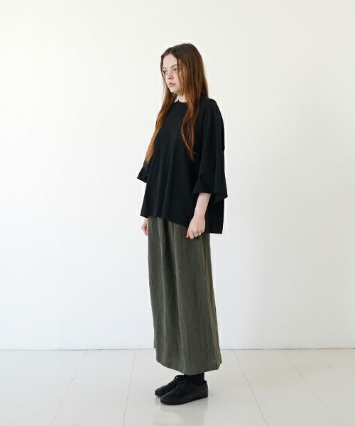 Mochi モチ tuck t-shirt [ms22-to-02/black] タックTシャツ