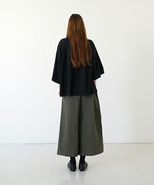 Mochi モチ tuck t-shirt [ms22-to-02/black] タックTシャツ