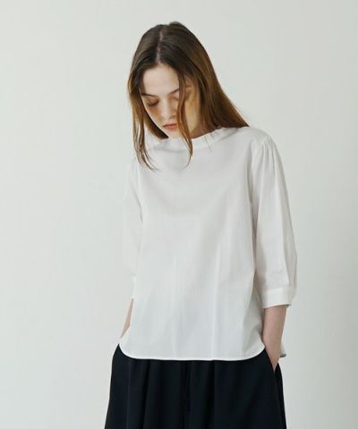 Mochi モチ gather blouse(organic cotton)[ms21-b-01/off white]