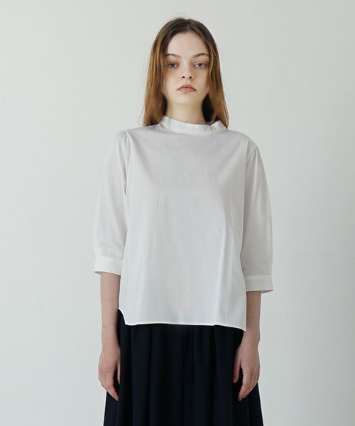 Mochi モチ gather blouse(organic cotton)[ms21-b-01/off white]