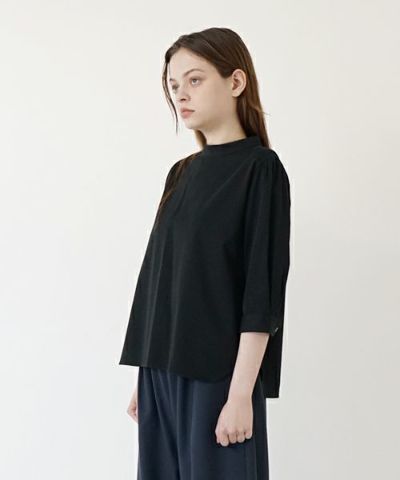 Mochi<br>モチ<br>【basic】gather blouse(organic cotton)[ms21-b-01/black]<br>ギャザーブラウス