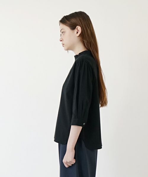 Mochi モチ gather blouse(organic cotton)[ms21-b-01/black] ギャザーブラウス