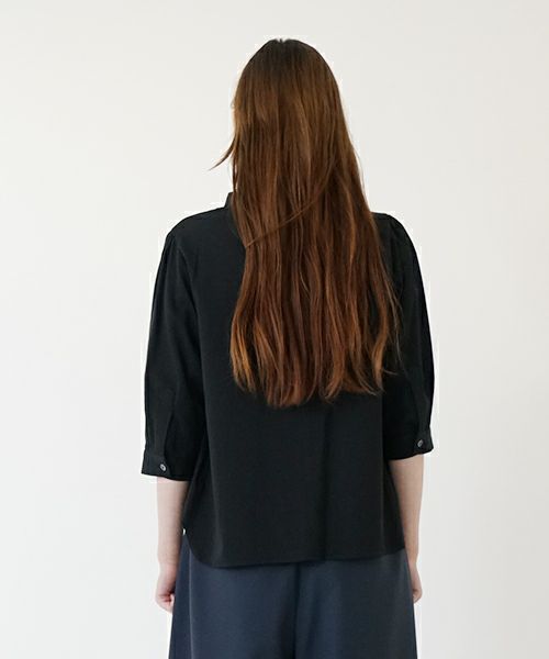 Mochi モチ gather blouse(organic cotton)[ms21-b-01/black] ギャザーブラウス