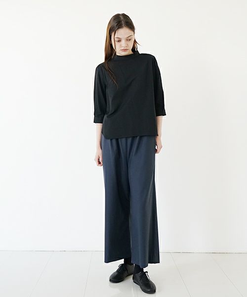 Mochi モチ gather blouse(organic cotton)[ms21-b-01/black] ギャザーブラウス