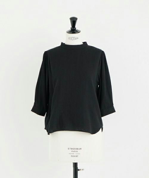 Mochi モチ gather blouse(organic cotton)[ms21-b-01/black] ギャザーブラウス