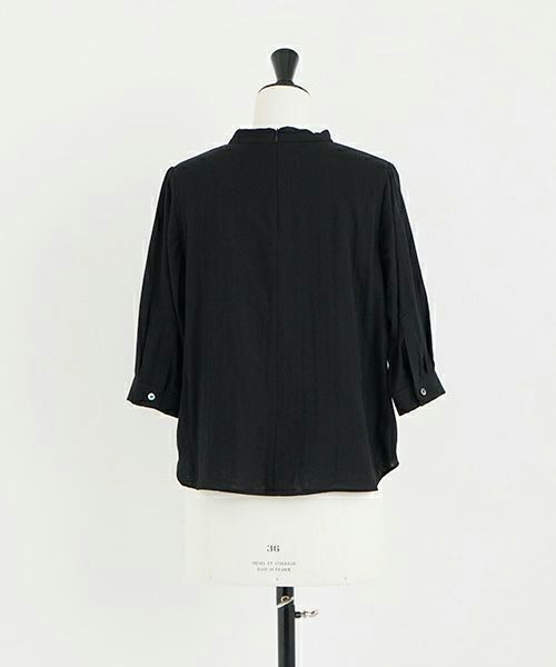 Mochi モチ gather blouse(organic cotton)[ms21-b-01/black] ギャザーブラウス