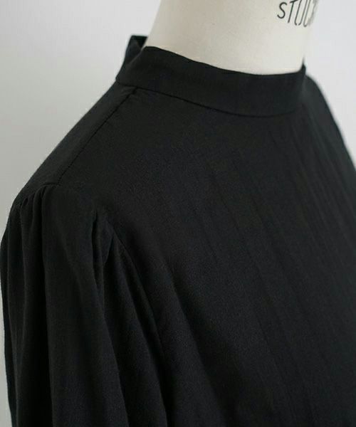 Mochi モチ gather blouse(organic cotton)[ms21-b-01/black] ギャザーブラウス