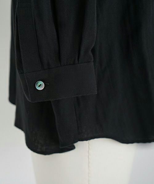 Mochi モチ gather blouse(organic cotton)[ms21-b-01/black] ギャザーブラウス