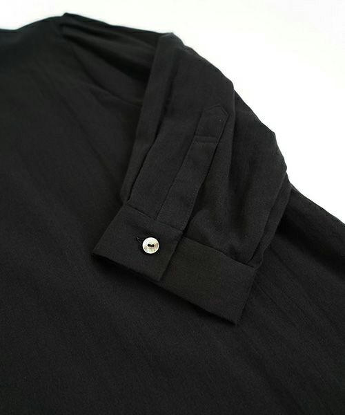 Mochi モチ gather blouse(organic cotton)[ms21-b-01/black] ギャザーブラウス