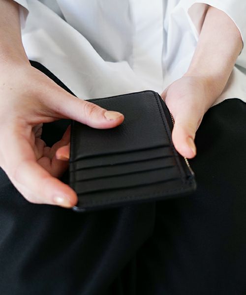 Mochi モチ card case deer leahter[ma-pro-25/black] 鹿革カードケース