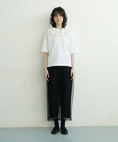 MIYAO ミヤオ tops [MATS-05/WHITE×WHITE]フリル ティーシャツ 