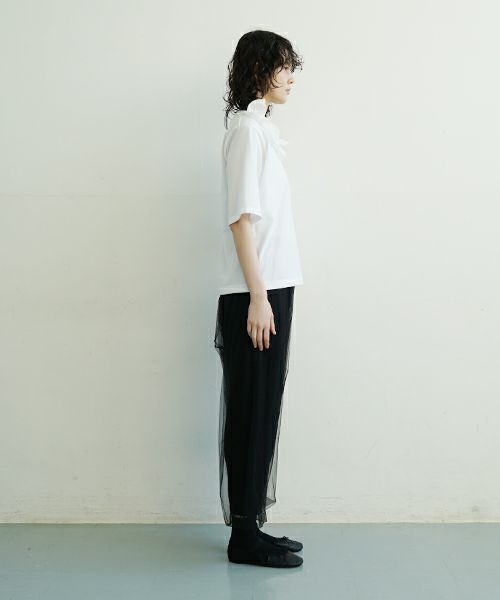 MIYAO ミヤオ tops [MATS-05/WHITE×WHITE]フリル ティーシャツ 