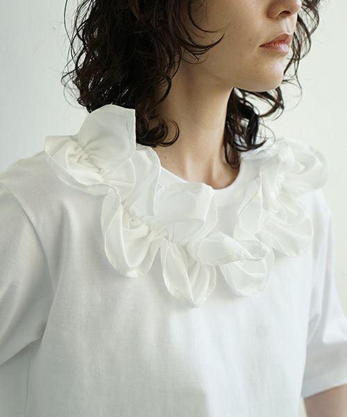 MIYAO ミヤオ tops [MATS-05/WHITE×WHITE]フリル ティーシャツ 