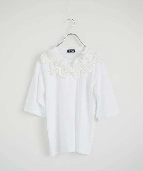 MIYAO ミヤオ tops [MATS-05/WHITE×WHITE]フリル ティーシャツ 
