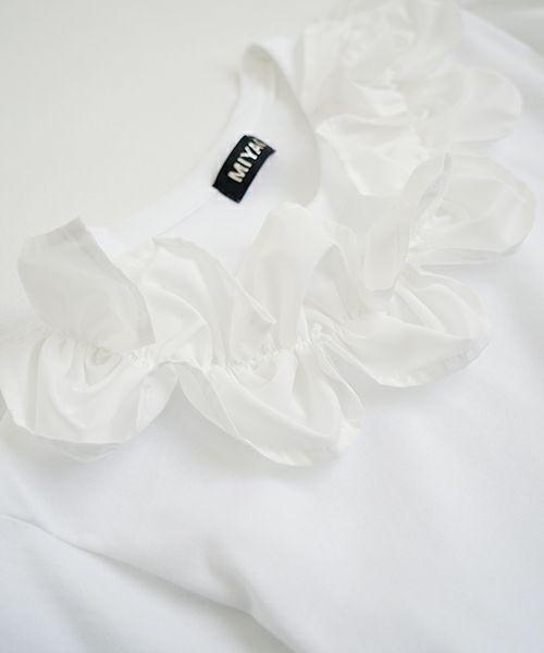 MIYAO ミヤオ tops [MATS-05/WHITE×WHITE]フリル ティーシャツ 