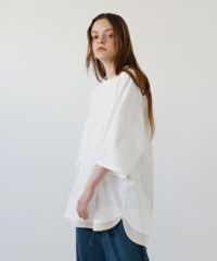 VUyヴウワイtwo slit t-shirt [white×beige]重ねスリットtシャツ