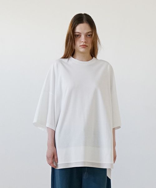 VUyヴウワイtwo slit t-shirt [white×beige]重ねスリットtシャツ