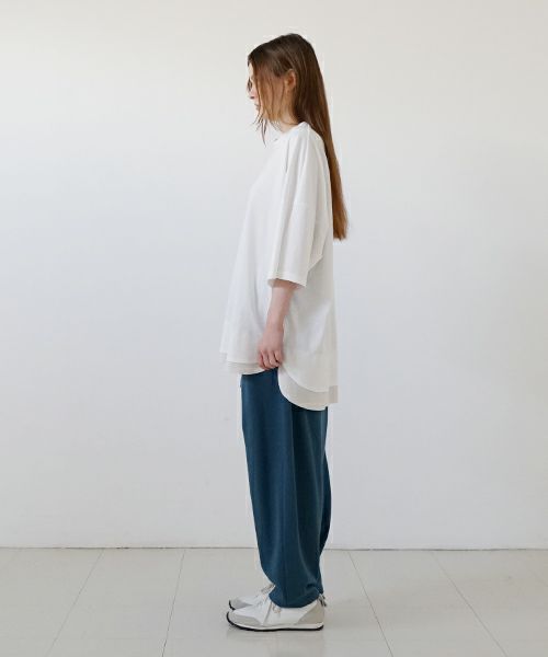 VUyヴウワイtwo slit t-shirt [white×beige]重ねスリットtシャツ