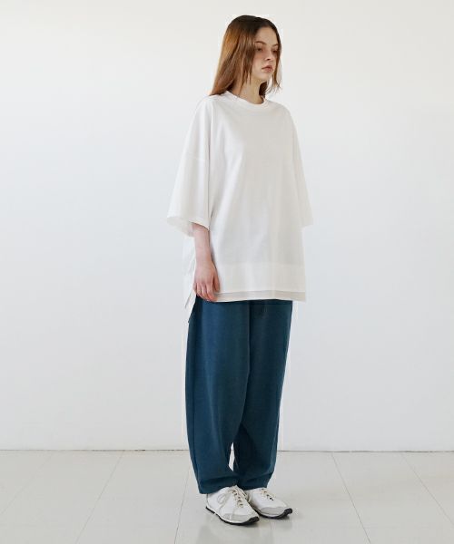 VUyヴウワイtwo slit t-shirt [white×beige]重ねスリットtシャツ