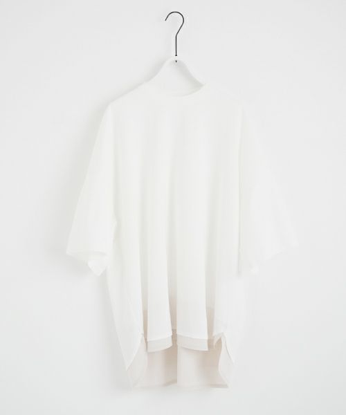 VUyヴウワイtwo slit t-shirt [white×beige]重ねスリットtシャツ