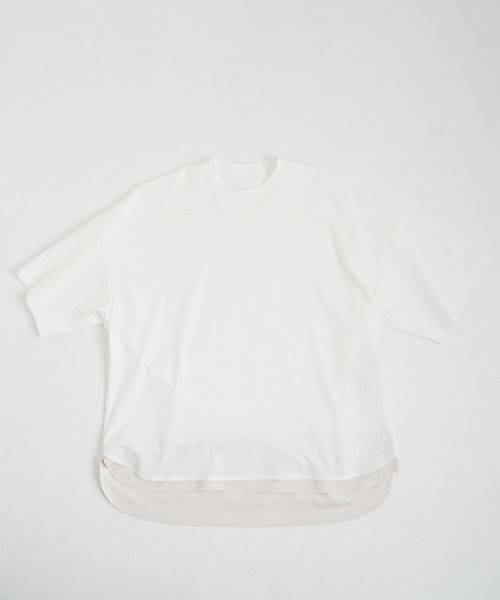 VUyヴウワイtwo slit t-shirt [white×beige]重ねスリットtシャツ
