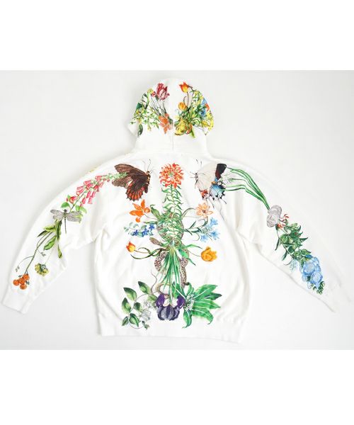 AHCAHCUMあちゃちゅむお花の体ジップパーカー（シロ）