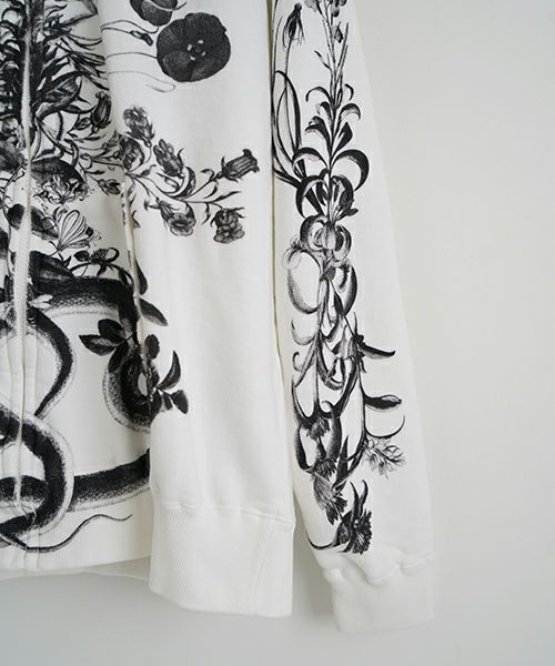 AHCAHCUMあちゃちゅむお花の体ジップパーカー（モノクロ）