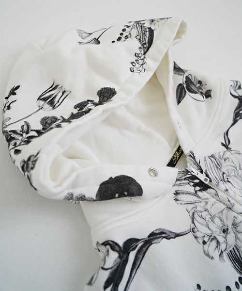 AHCAHCUMあちゃちゅむお花の体ジップパーカー（モノクロ）