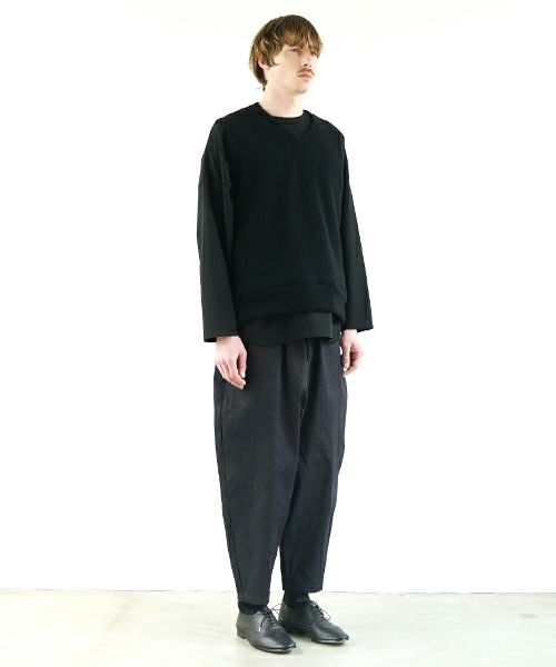 VU ヴウ boa v vest [BLACK］ボア Vネックベスト vu-cut-011