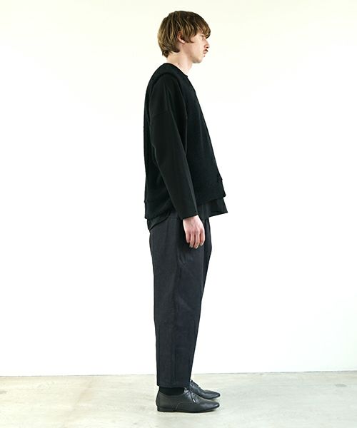 VU ヴウ boa v vest [BLACK］ボア Vネックベスト vu-cut-011