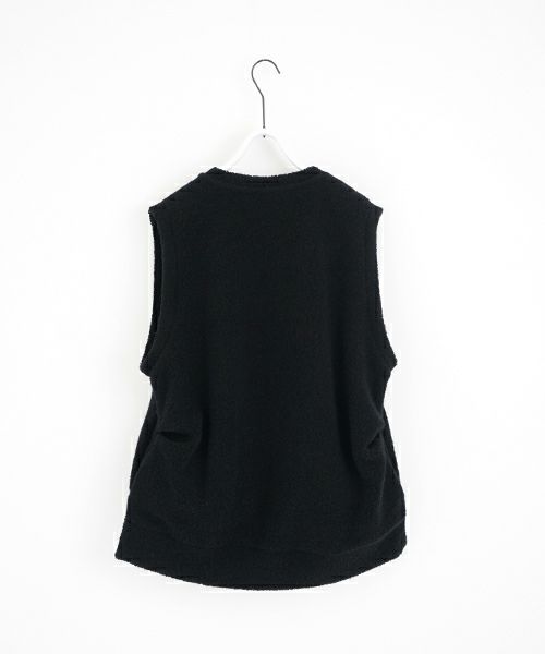 VU ヴウ boa v vest [BLACK］ボア Vネックベスト vu-cut-011