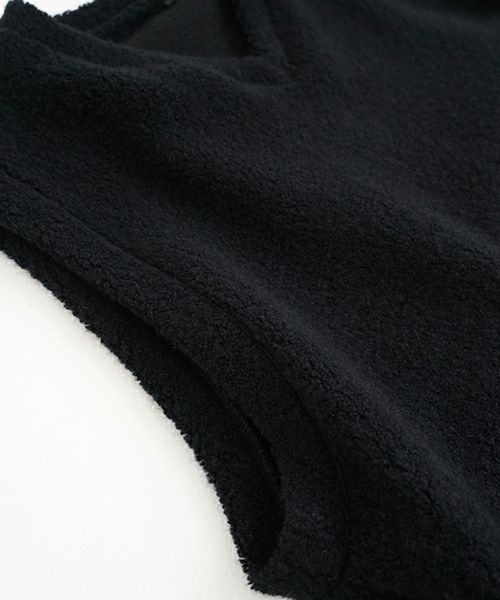 VU ヴウ boa v vest [BLACK］ボア Vネックベスト vu-cut-011