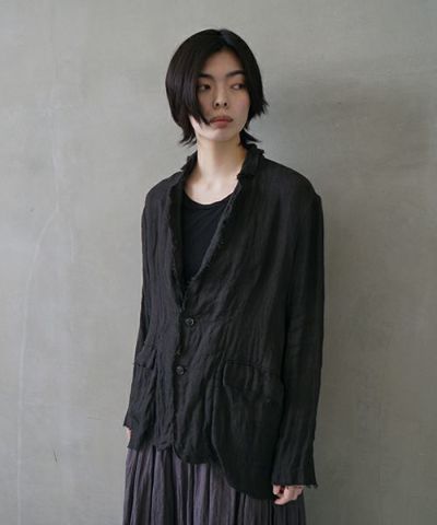 suzuki takayuki スズキタカユキ frayed short jacket[A251-09/lamp black]