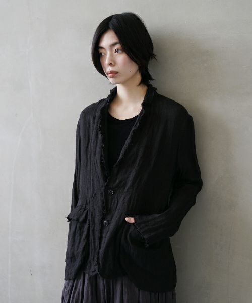 suzuki takayuki スズキタカユキ frayed short jacket[A251-09/lamp black]