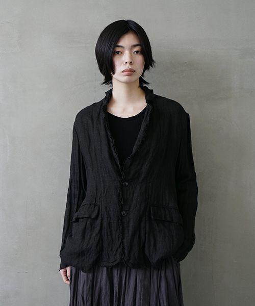 suzuki takayuki スズキタカユキ frayed short jacket[A251-09/lamp black]