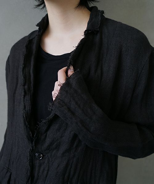 suzuki takayuki スズキタカユキ frayed short jacket[A251-09/lamp black]