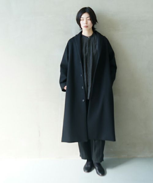 suzuki takayuki スズキタカユキ stand-fall-collar coatⅠ[A252-24/black] 