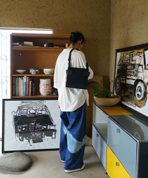 macromauro  マクロマウロ WRAP BAG SHOULDER CANVAS S(BLACK)