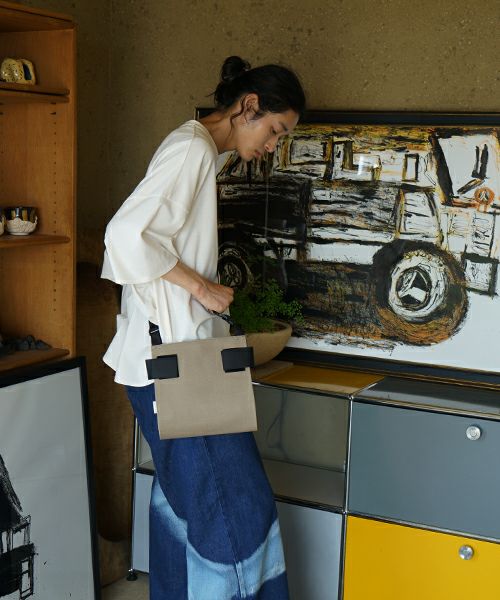 macromauro  マクロマウロ WRAP BAG SHOULDER CANVAS S(BEIGE)