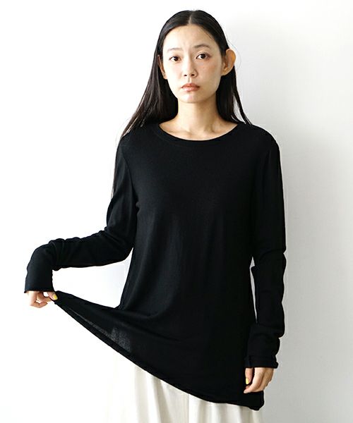 Mochi モチ long sleeve knit T-shirt[ma24-to-01/black] ロング