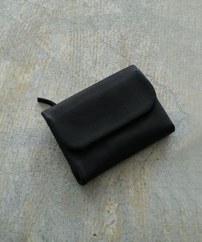 Mochi<br>モチ<br>trifold wallet[black/ma-pro-28]<br>鹿革 3つ折り財布