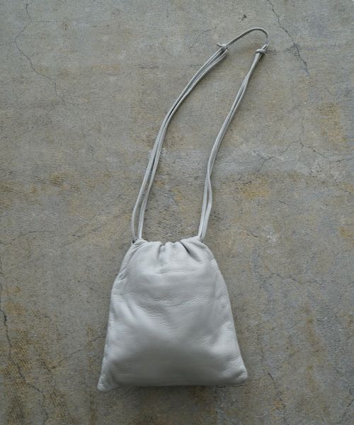 Mochi モチ drawstring bag(S)[ma-pro-01/green grey] 鹿革 巾着