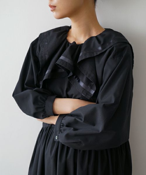 年末のプロモーション特価！ MIYAO フリルブラックドレス DRESS[MBOP-01/1.黒] ミヤオ トップス