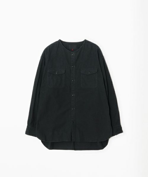 YOKO SAKAMOTOヨーコサカモトBRUSHED COTTON COLLARLESS SHIRT [BLACK] YS - 24AW - 57