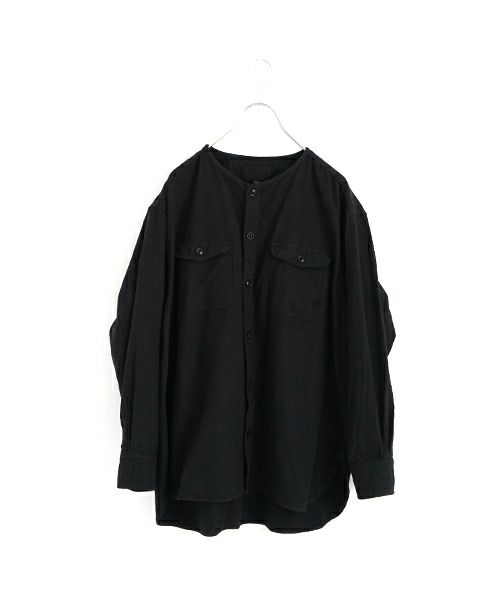 YOKO SAKAMOTOヨーコサカモトBRUSHED COTTON COLLARLESS SHIRT [BLACK] YS - 24AW - 57