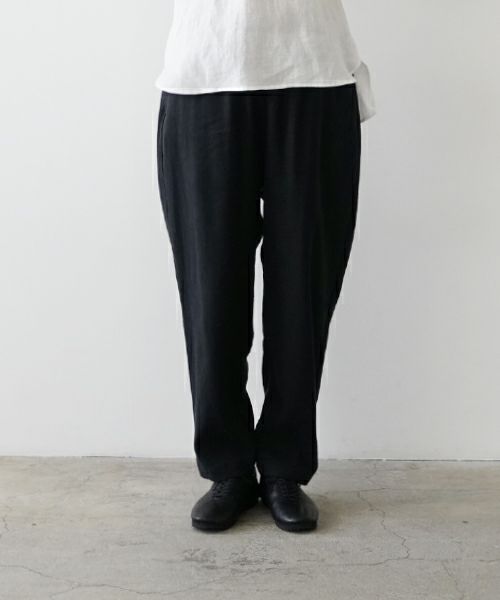 Mochi モチ silk linen tapered easy pants [black] テーパードパンツ