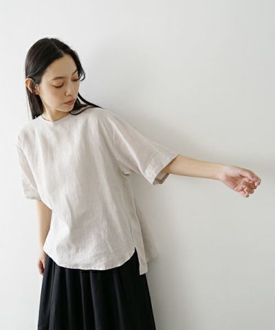 Mochi<br>モチ<br>pullover blouse [sand]<br>フレンチリネンブラウス