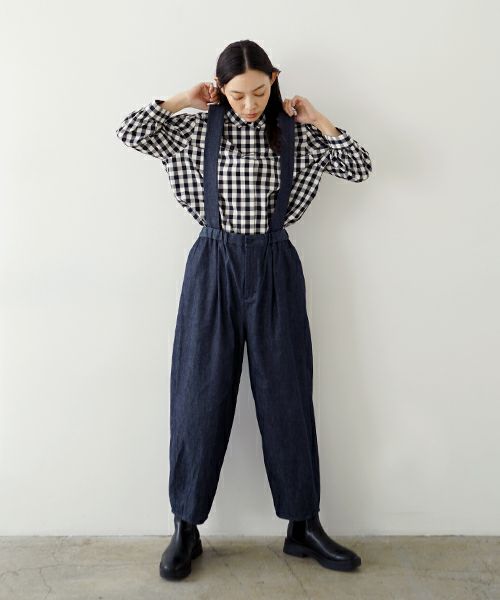 Mochi モチ suspenders denim cropped pants デニムパンツ