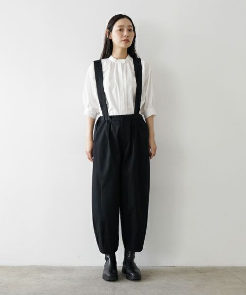 Mochi モチ suspenders cropped pants [black] サスペンダー
