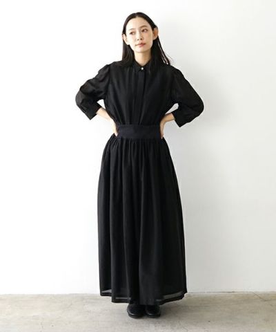 Mochi<br>モチ<br>cotton silk long skirt [black]<br>コットンシルクロングスカート